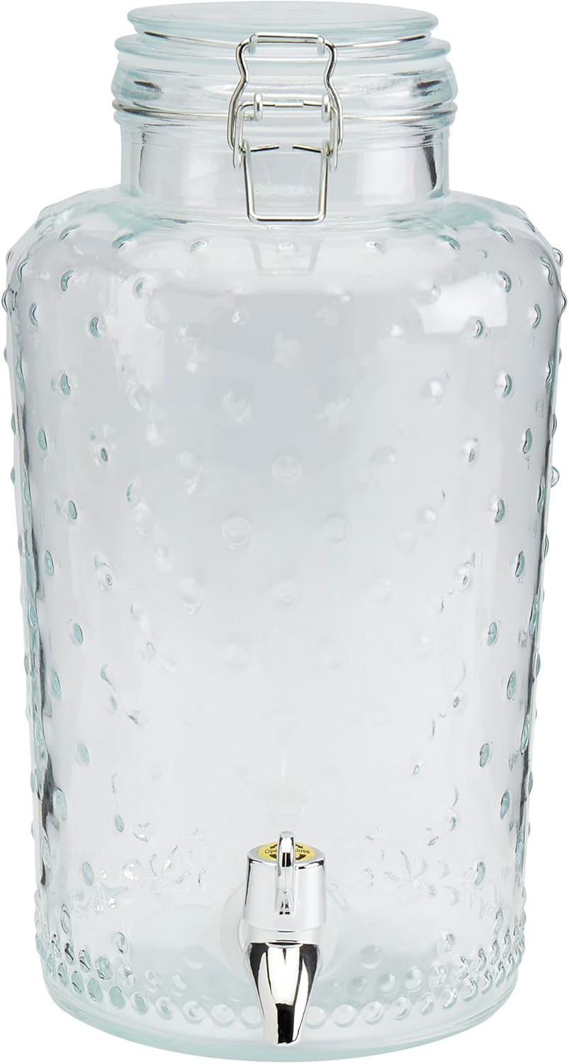 Mason Craft & More 3 Gallon Glass Beverage Drink Dispenser with Leakproof Spigot and Metal Stand