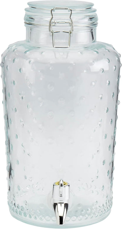 Mason Craft & More 3 Gallon Glass Beverage Drink Dispenser with Leakproof Spigot and Metal Stand