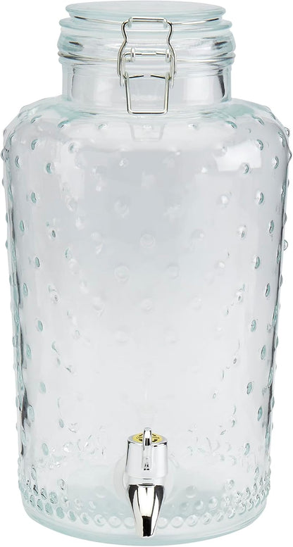 Mason Craft & More 3 Gallon Glass Beverage Drink Dispenser with Leakproof Spigot and Metal Stand