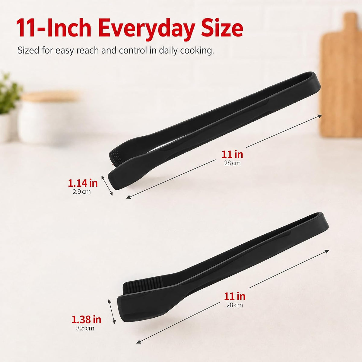 2 PCS Silicone Tongs for Cooking, 11 In Stainless Steel Kitchen Tongs with Silicone Tips, Heat Resistant Lightweight Non-Scratch for Flipping Fish, Steak, Toast & Bread, Dishwasher Safe
