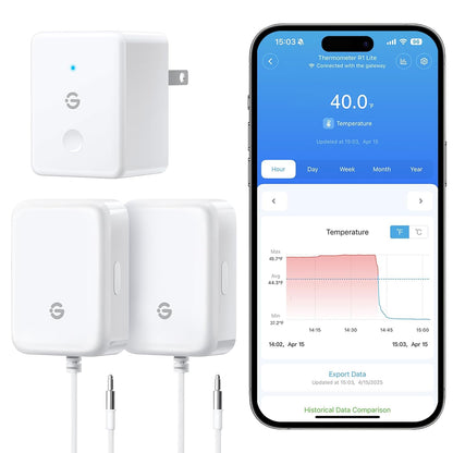 GoveeLife WiFi Refrigerator Thermometer Sensor with Alarm, 2-Pack & Gateway