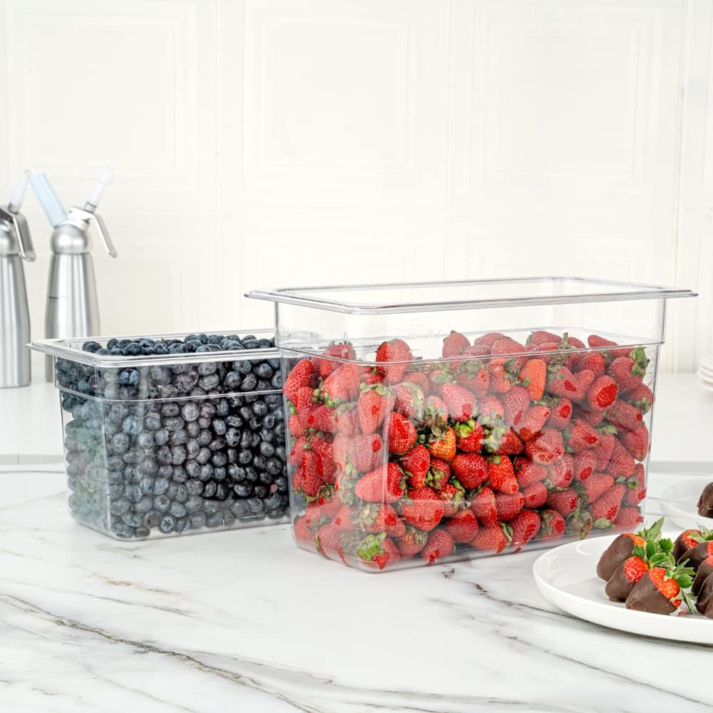 Restaurantware-2.5 Inch Deep Food Pans, 1 1/6 Size Commercial Food Storage Container - Freezable, Break-Resistant, Clear Plastic Cold Pans, Dishwashable, For Kitchens, Restaurants, Or Cafeterias