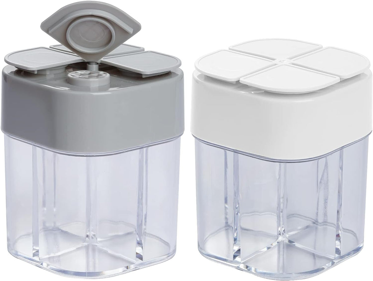 2 Pack Spice Container Salt and Pepper Seasoning Shaker Jars White Grey