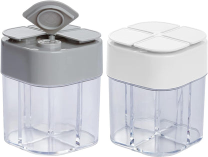 2 Pack Spice Container Salt and Pepper Seasoning Shaker Jars White Grey