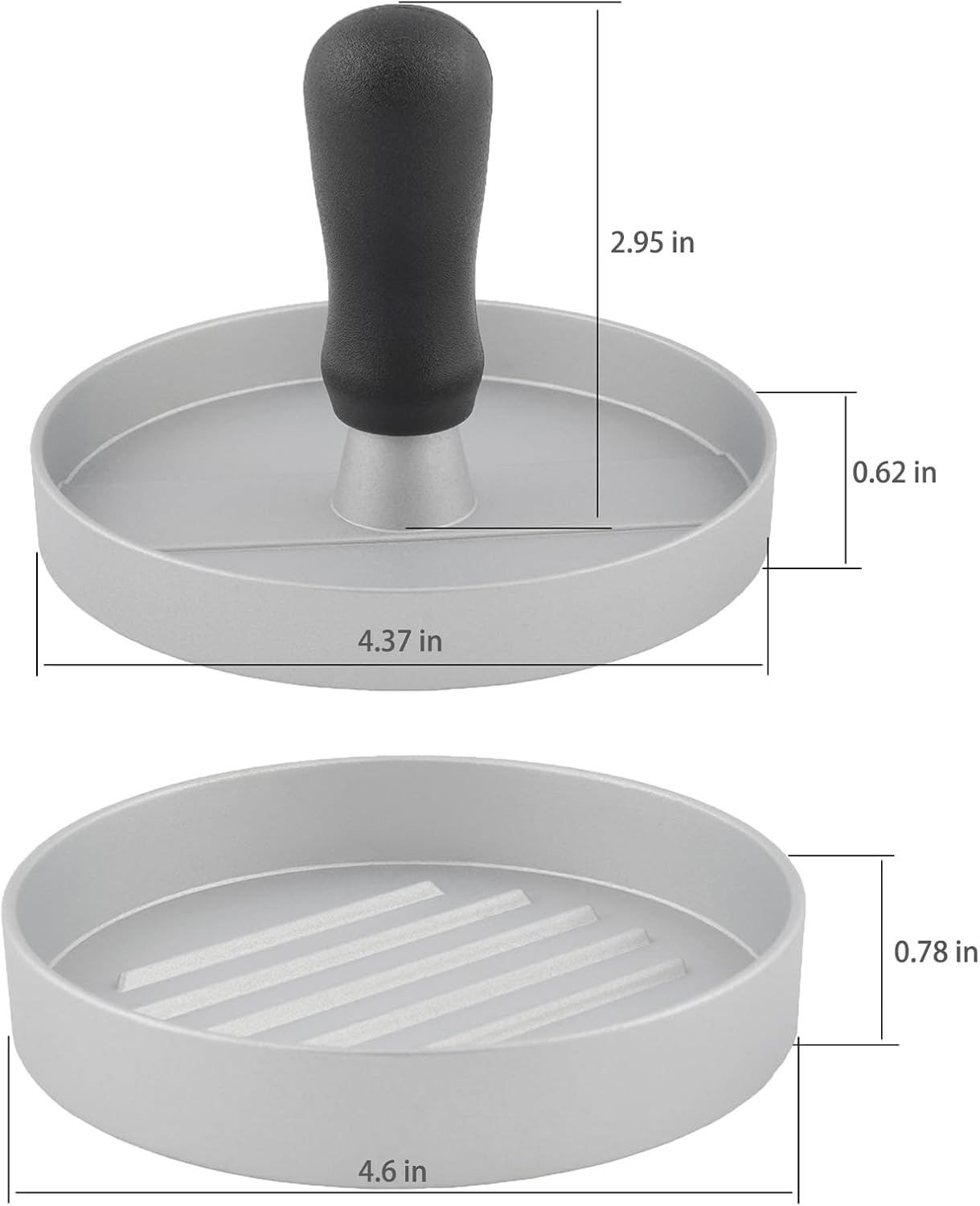 Aluminum Burger Press Patty Maker with 200 Non-Stick Papers - Commercial & Home Use, Hamburger Meat Press Tool, Dishwasher Safe (Black)