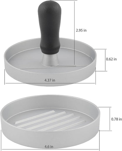 Aluminum Burger Press Patty Maker with 200 Non-Stick Papers - Commercial & Home Use, Hamburger Meat Press Tool, Dishwasher Safe (Black)