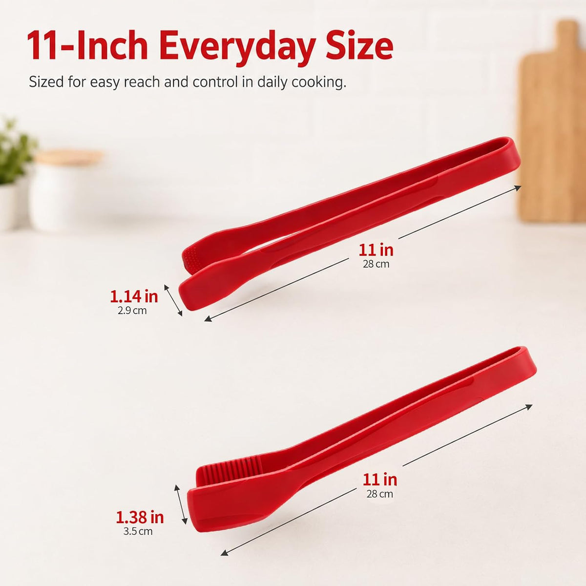 2 PCS Silicone Tongs for Cooking, 11 In Stainless Steel Kitchen Tongs with Silicone Tips, Heat Resistant Lightweight Non-Scratch for Flipping Fish, Steak, Toast & Bread, Dishwasher Safe