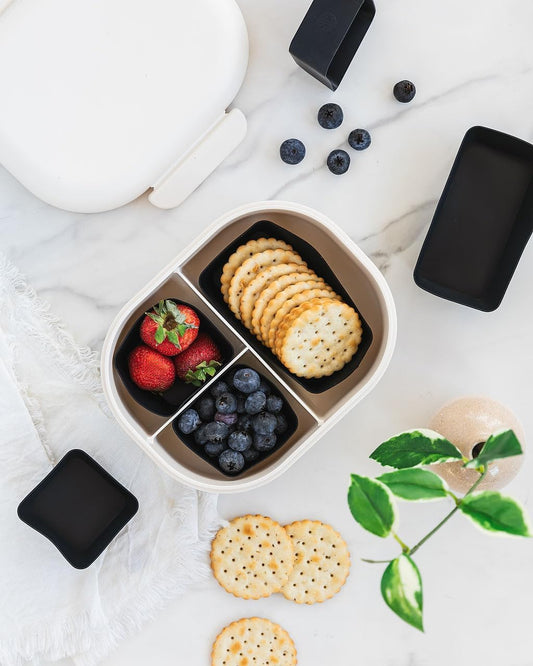The Silicone Kitchen Reusable Silicone Bento Baking Cup, Non-Toxic, BPA Free, Dishwasher Safe Bento Box Accessories Lunch Box Dividers, Square and Rectangle, 24 Pack, Matte Black
