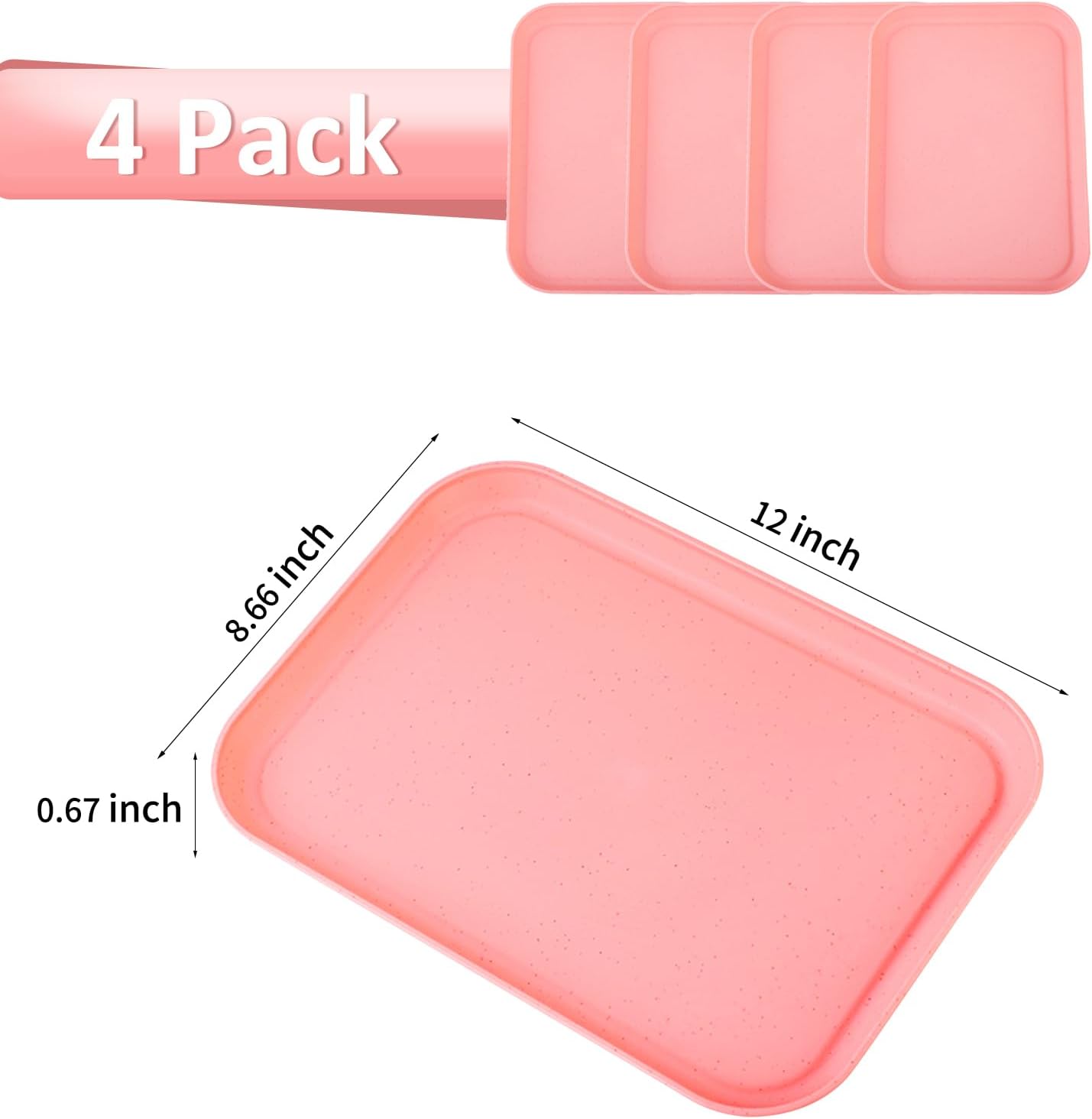 4 Pack Multicolo Plastic Serving Trays for Party Serving Food - Rectangular, 8.66 by 12 in, Heavy Duty Dessert Trays for Food Erving Platters for Party Tray Decor Veggie,Snack