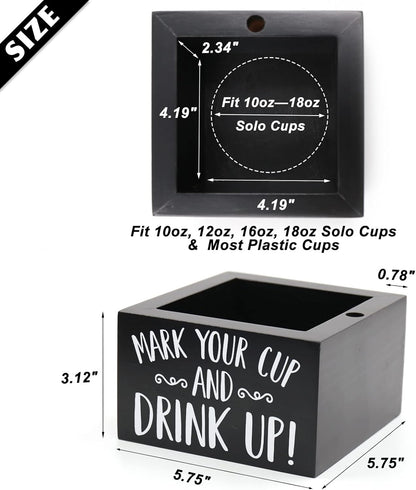 Wooden Party Cup Dispenser With Caddy & Cup Holder for Modern Farmhouse Home Decor - Holiday & Christmas Party Supplies