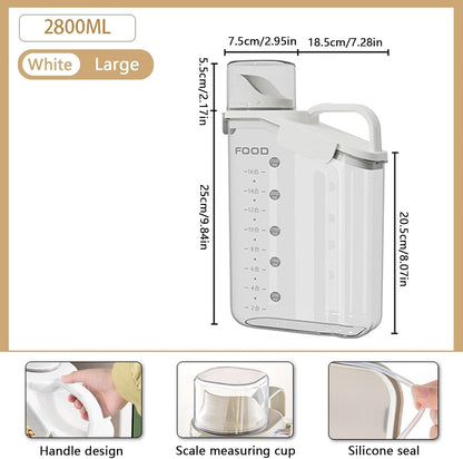 Cereal Containers Dispenser Rice Storage Container Clear Food Storage Containers Measuring Cup Pour Spout With Lids Airtight For Kitchen Grain Dry Food Pet Dog Food Organization（Green 2L）
