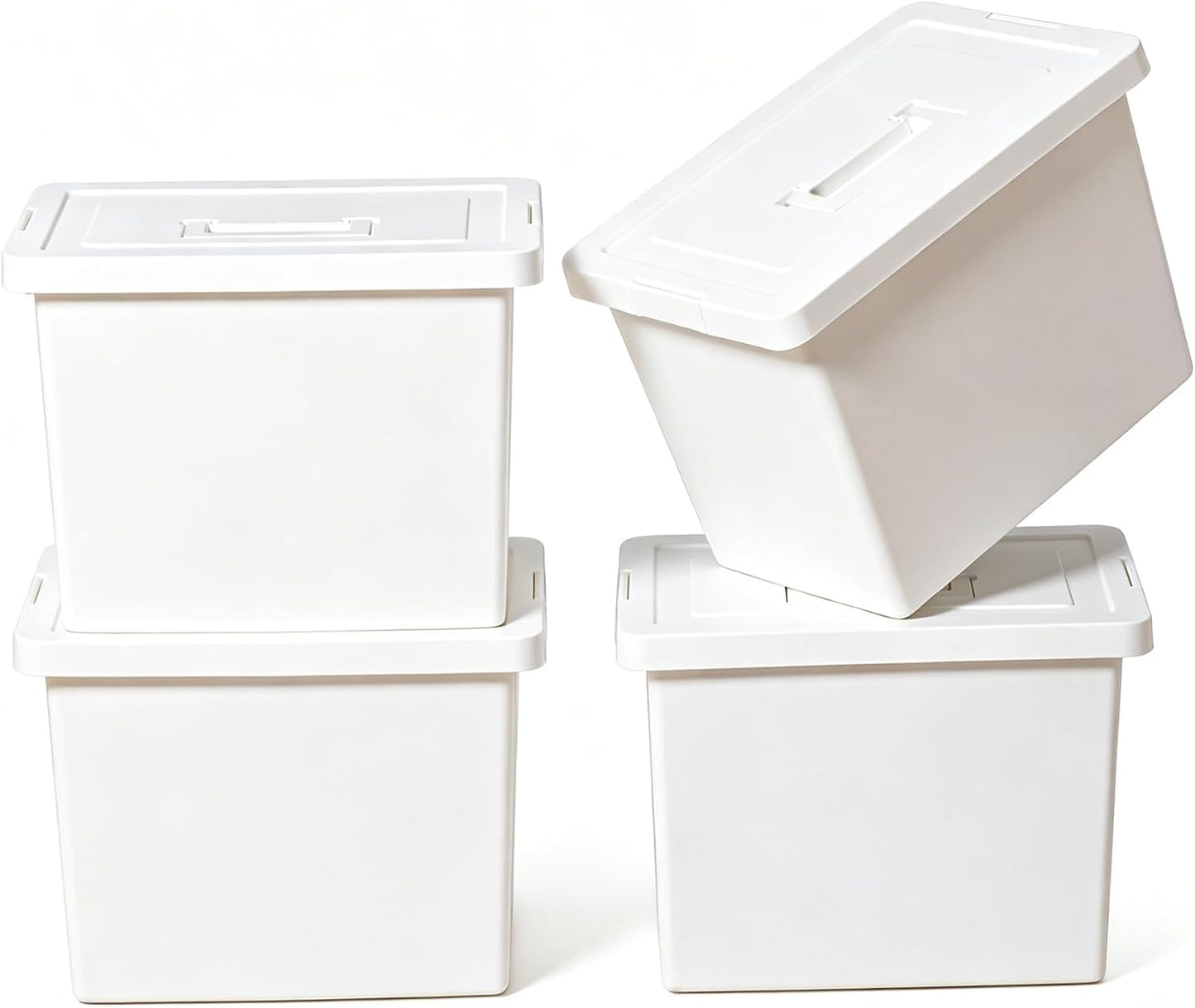 3 Extra Large Storage Bin with 4 Quiet 360° Swivel Casters - 55cm Heavy Duty Organizer with Snap-On Lid, Dust-Proof Moisture-Proof, Stackable Design for Living Room, Bedroom, Study