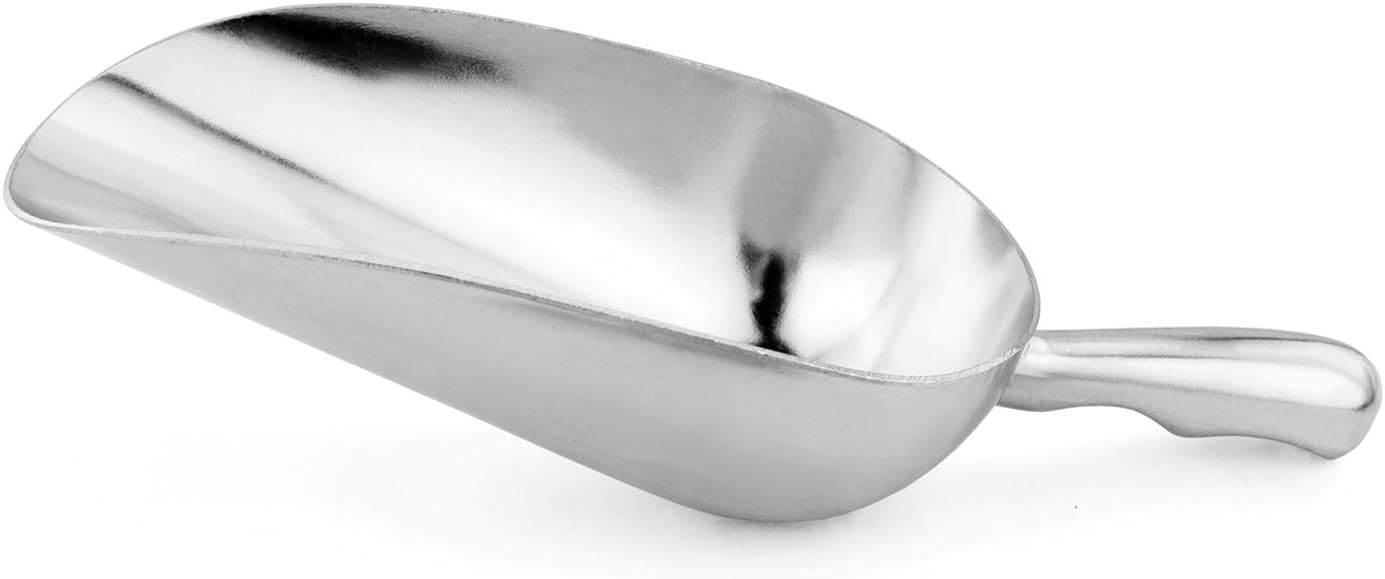 New Star Foodservice 34509 One-Piece Cast Aluminum Round Bottom Bar Ice Flour Utility Scoop, 5-Ounce, Silver (Hand Wash Only)