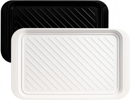 TP Grilling Prep and Serve Trays, 17 x 10.5 inch BBQ Trays for Cooked and Raw Foods, Set of 2 Melamine Serving Platters for Meats, Grill Accessories, Black and Red