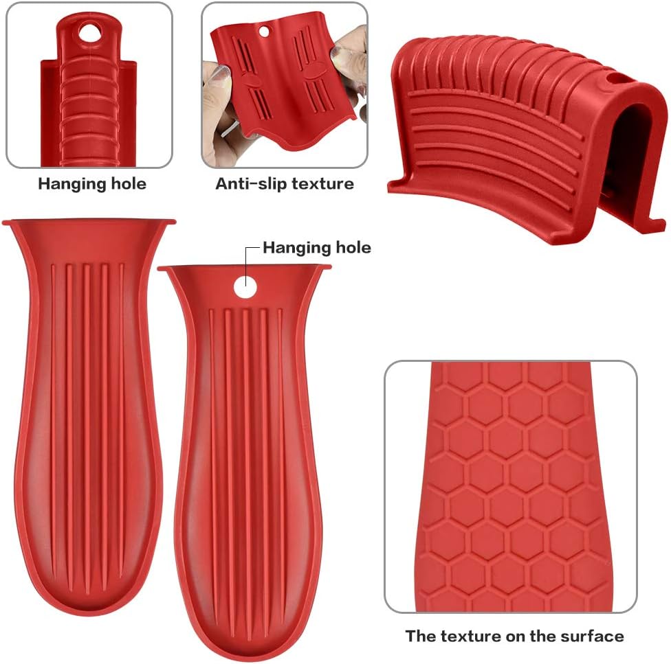 Silicone Hot Handle Holder, Heat Resistant Potholder Cookware Handle Cast Iron Skillets Handles Grip Covers for Cast Iron Skillet