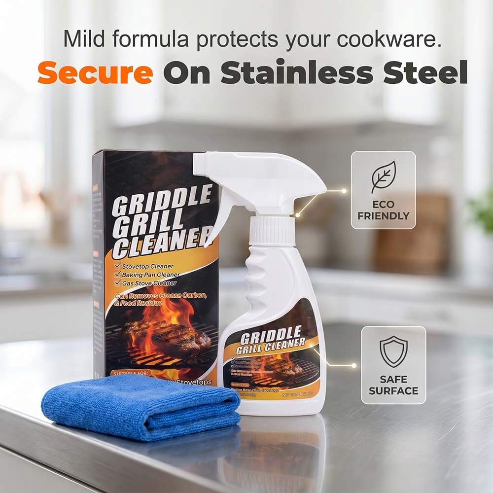 Fast Acting Heavy Duty Grill Degreaser Spray, 2026 New Griddle Grill Cleaner, Multi Surface Kitchen Grease Cleaner for Outdoor Cooking BBQ Grill Cleaner, for Home Cooks Cooktop Cleaner Spray (1)