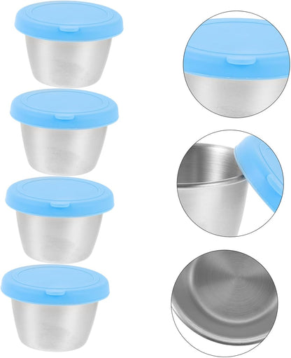 4Pcs Dip Cups with Lids Condiment Containers for Sauces Reusable and Leakproof for Parties Picnics and Meal Prep