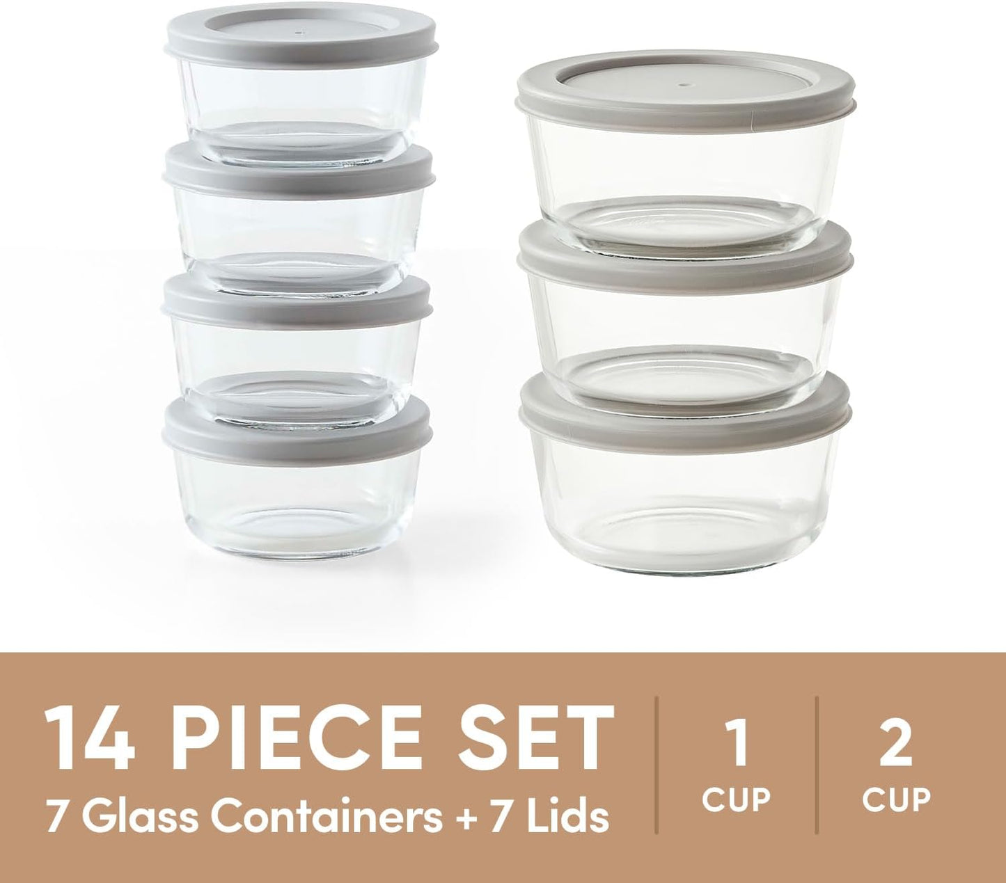 6-Piece Glass Food Storage Containers Set (3 Containers + 3 BPA-Free Lids) | 2-Cup, Leakproof | Microwave, Freezer, Oven & Dishwasher Safe | Ideal for Meal Prep & Pantry Organization, Pistachio