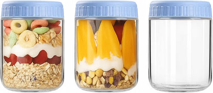 Overnight Oats Containers with Lids, 10oz Wide Mouth Mason Jars with Lids, 9 Pack Glass Jars with Airtight lid for Chia Pudding Yogurt Salad, Meal Prer Oatmeal Jars, Pink