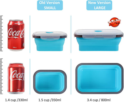 Collapsible Food Storage Containers with Lids, 4 Pack, 40 oz Silicone 1-Compartment Meal Prep Containers Reusable, Lunch Bento Boxes for Adults, Microwave Freezer Dishwasher Safe, BPA-Free, Black
