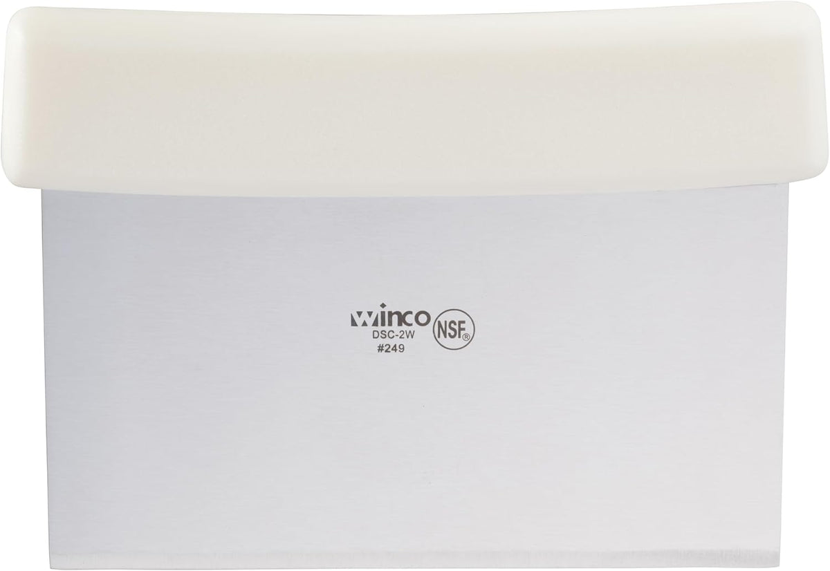 Winco 6" x 3" White Plastic Dough Scraper, Blade, Handle