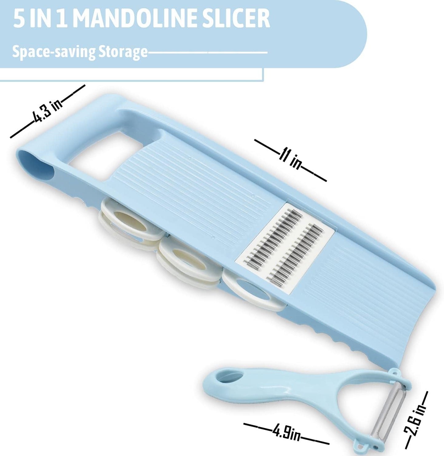 NACOLUS 5 in 1 Mandoline Slicer Vegetable Slicer Mandolin Multi Blade Potato Veggie Slicer Vegetable Cutter Julienne Shredder Potato Slicer Green