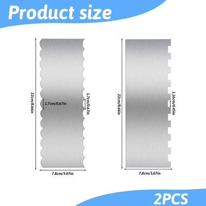 Dual-Edged Stainless Steel Cake Scrapers, 2 Pcs