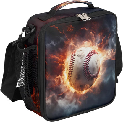 cfpolar Skull Skateboard Lunch Box for Boys Girls, Insulated Lunch Bags for Kids Reusable Mini Cooler Lunch Tote Lunchbox Thermal Meal Tote Kit with Shoulder Strap for Work School Picnic