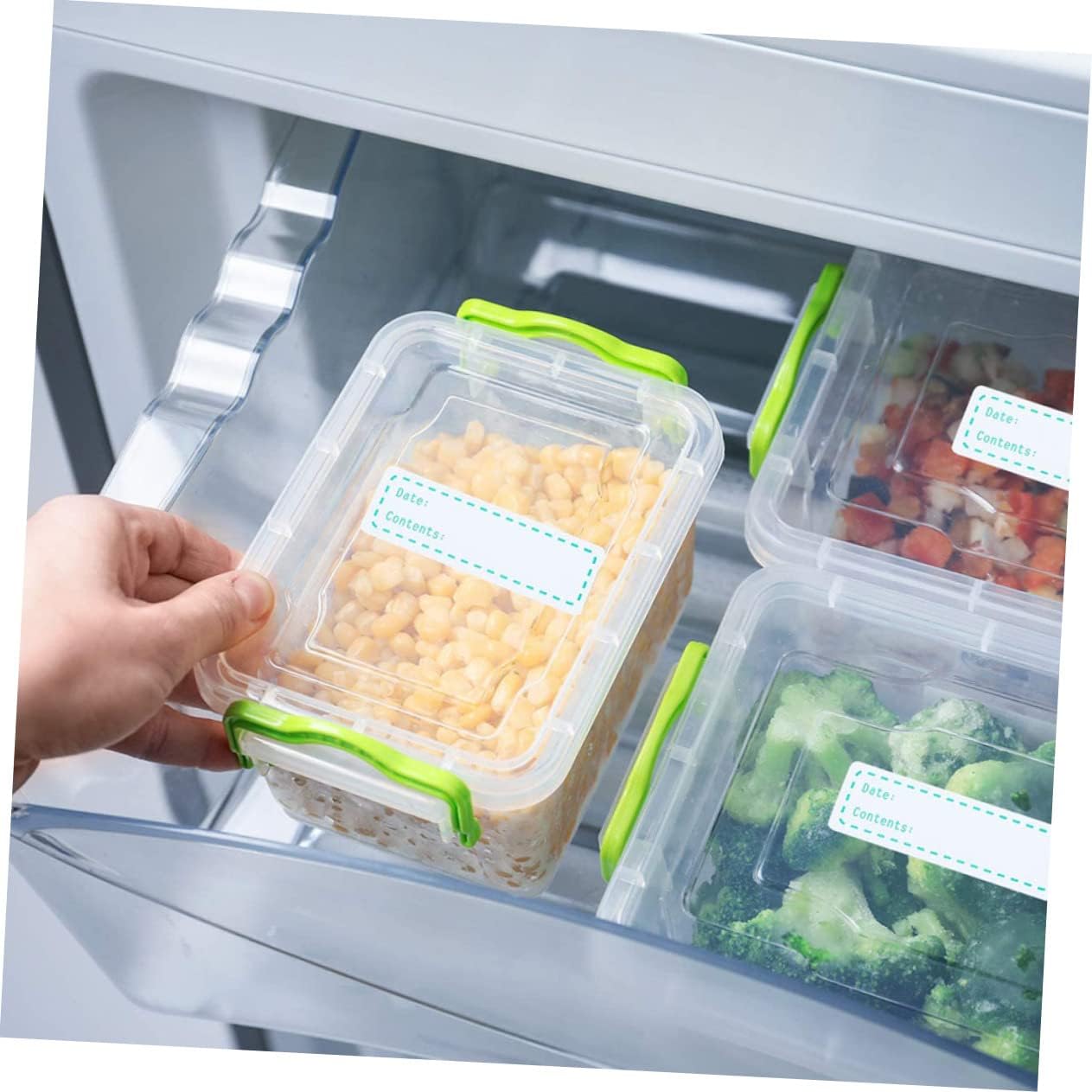 DOITOOL Food Storage Date Labels 500pcs Kitchen Record Stickers for Easy Food Identification Removable and Waterproof Date Stickers for Fridge and Freezer