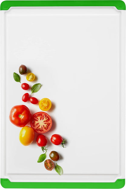 Plastic Cutting Board for Kitchen - Extra Large Cutting Board 18 Inch Reversible Chopping Board, Juice Groove, Non Slip Feet, Dishwasher Safe, BPA Free Large Cutting Board for Meat Vegetables Fruit
