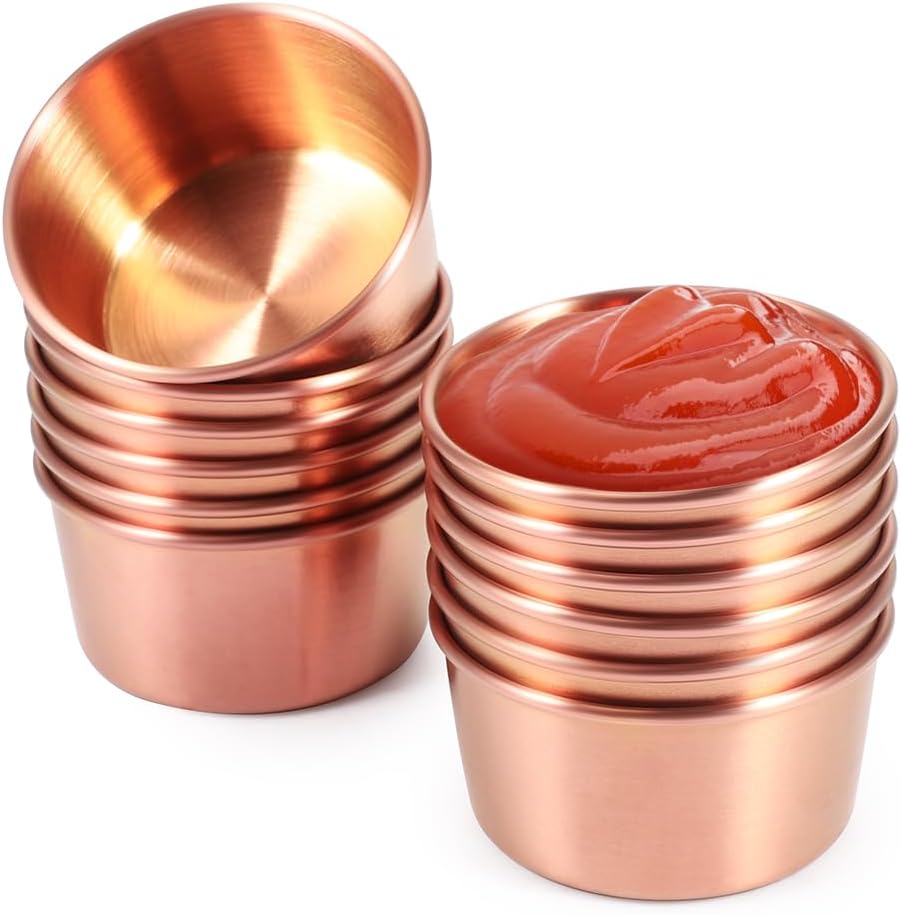 Ramekin Sauce Dipping Bowl Mini Sauce Cups Pudding Condiment Cups for Home Party Stainless Steel (Sliver 12 Pack 50ml)