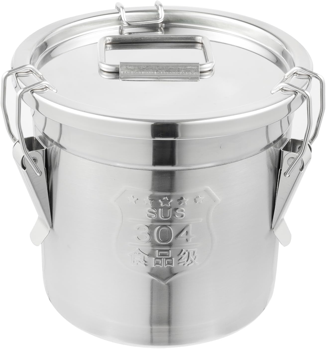 DYNAMI 12.7Gal 304 Stainless Steel Rice Storage Container,Extra Large Food Grade Canister,40-90Lbs Sealed Rice Bucket with Airtight Lid and Locking Buckle,for Rice, Flour, Grain (48L)