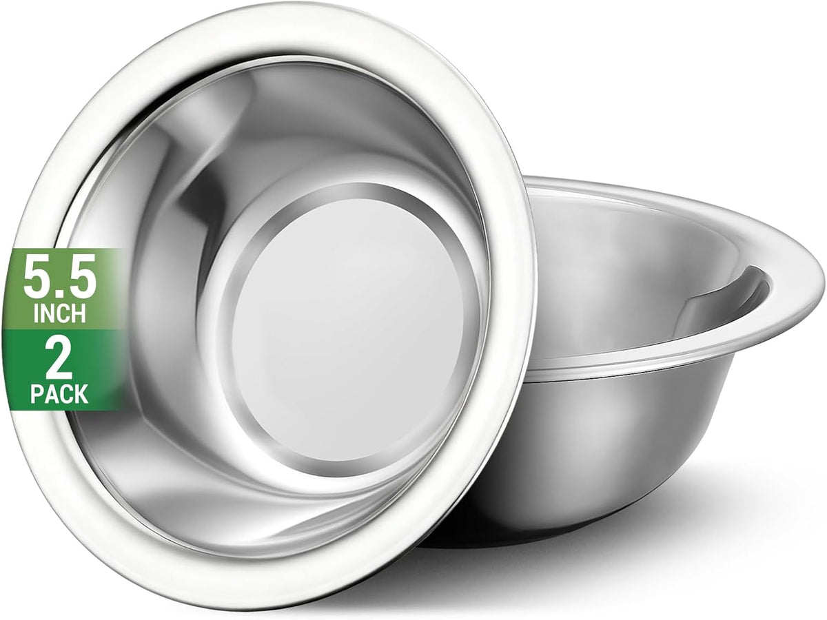 304(18/8) Stainless Steel Mixing Bowls for Kitchen, 6.3" 13.67 fl.oz Metal Mixing Bowls Set Stackable for Baking Serving Cooking Food Prep Storage Dishwasher Safe Lightweight