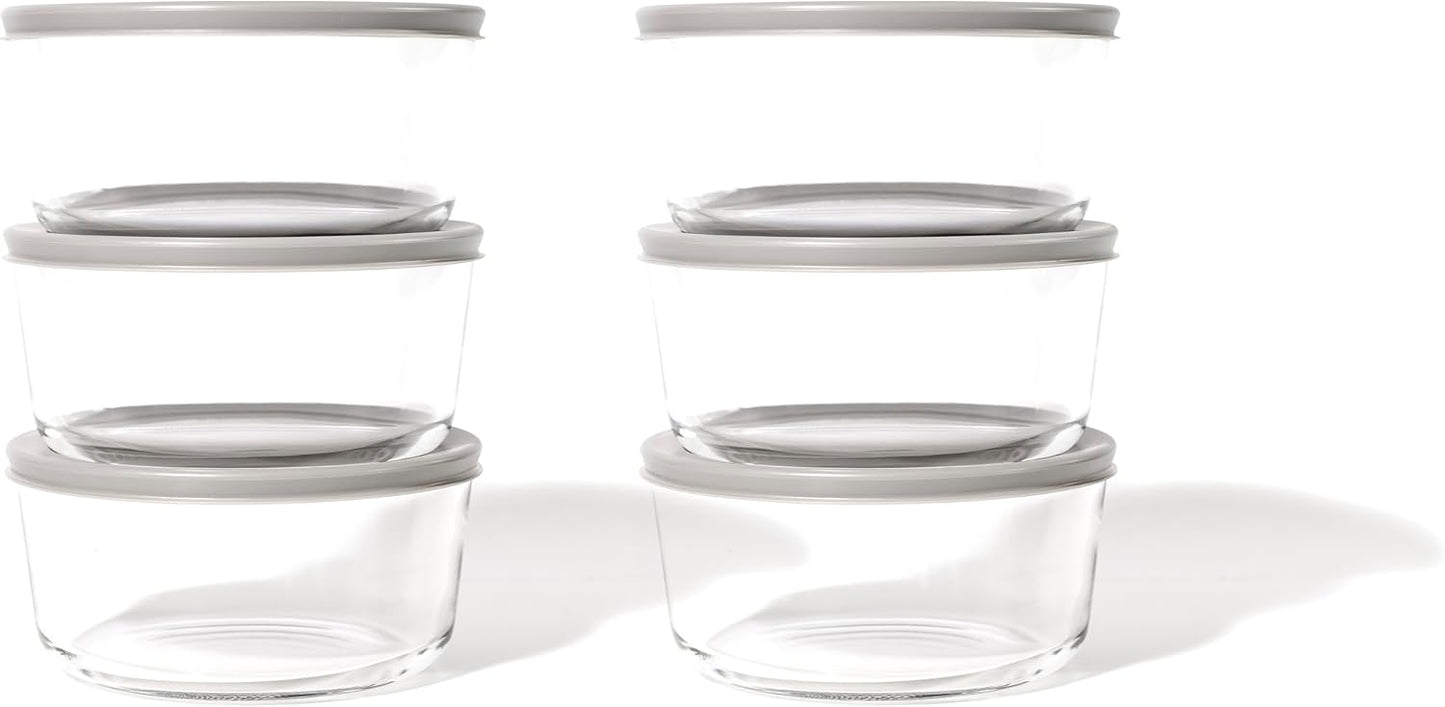 6-Piece Glass Food Storage Containers Set (3 Containers + 3 BPA-Free Lids) | 2-Cup, Leakproof | Microwave, Freezer, Oven & Dishwasher Safe | Ideal for Meal Prep & Pantry Organization, Pistachio