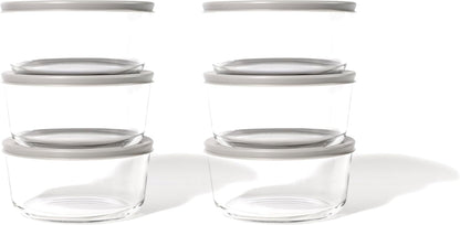 6-Piece Glass Food Storage Containers Set (3 Containers + 3 BPA-Free Lids) | 2-Cup, Leakproof | Microwave, Freezer, Oven & Dishwasher Safe | Ideal for Meal Prep & Pantry Organization, Pistachio