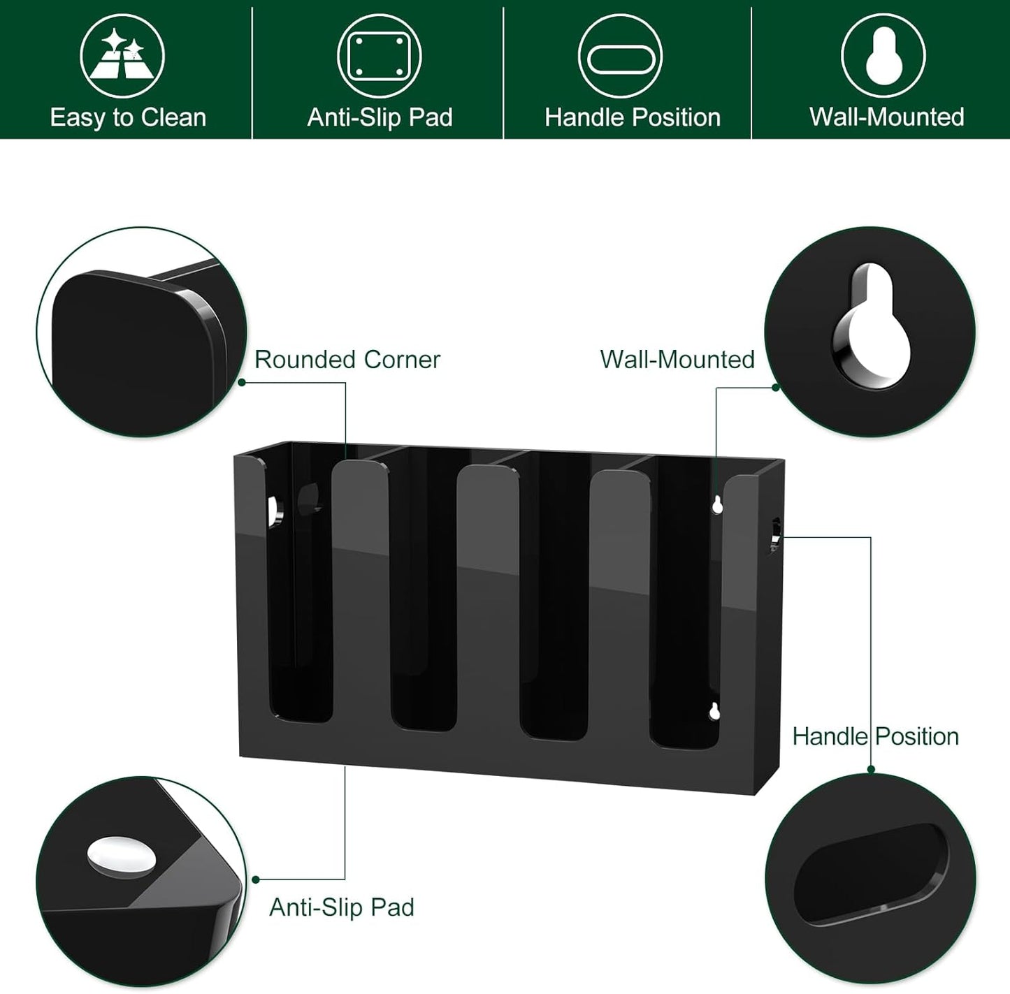 Disposable Coffee Cup Dispenser with Handles, Countertop or Wall Mount Hot/Cold Drink Cup and Lid Holder - Bathroom/Kitchen/Office Acrylic Cup Lid Storage Organizer (1 Compartment, Clear)