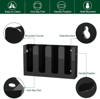 Disposable Coffee Cup Dispenser with Handles, Countertop or Wall Mount Hot/Cold Drink Cup and Lid Holder - Bathroom/Kitchen/Office Acrylic Cup Lid Storage Organizer (1 Compartment, Clear)
