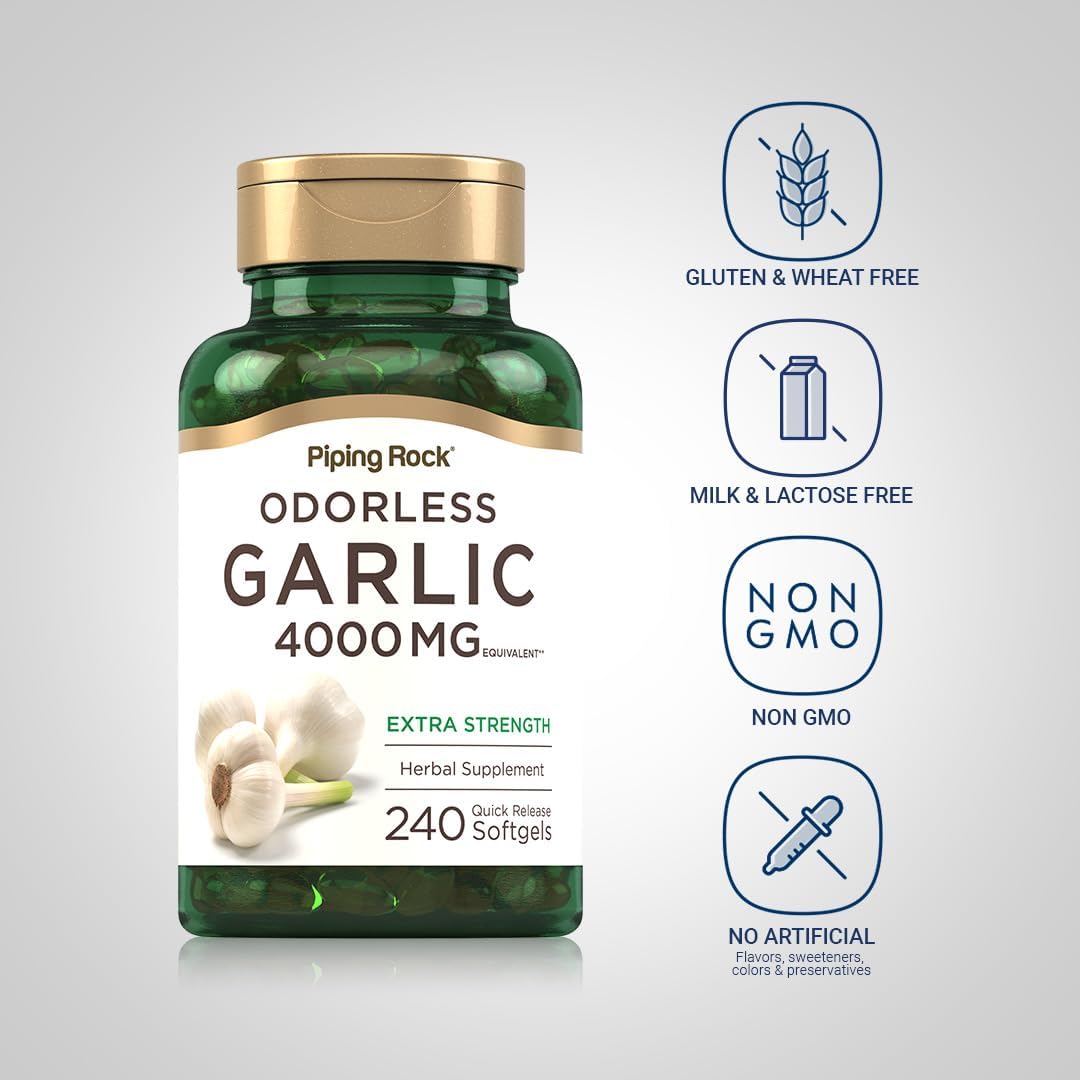 Piping Rock Odorless Garlic Softgels | 240 Count