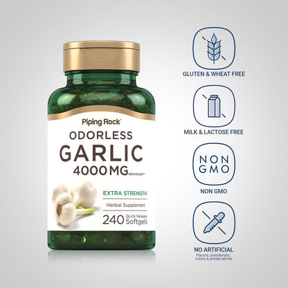 Piping Rock Odorless Garlic Softgels | 240 Count