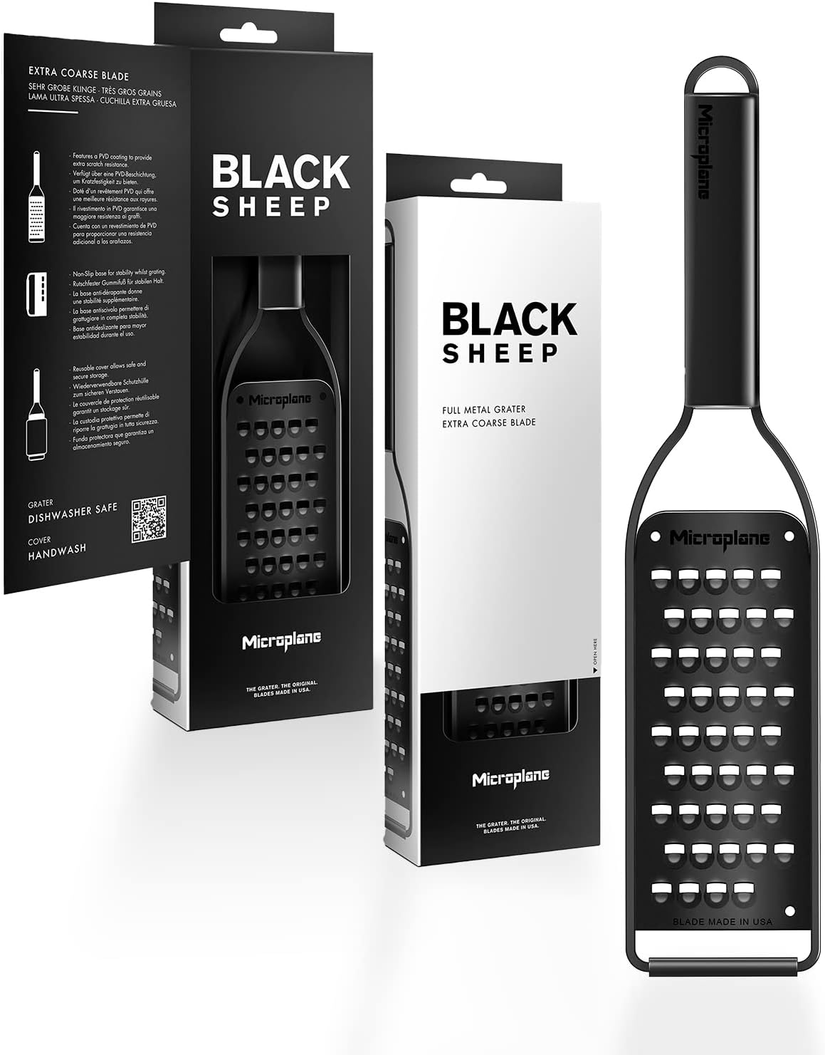 Microplane Kitchen Zester Grater with a Stainless-Steel Blade - Made in USA, for citrus, parmesan, ginger, chocolate & nutmeg from the Black Sheep Series