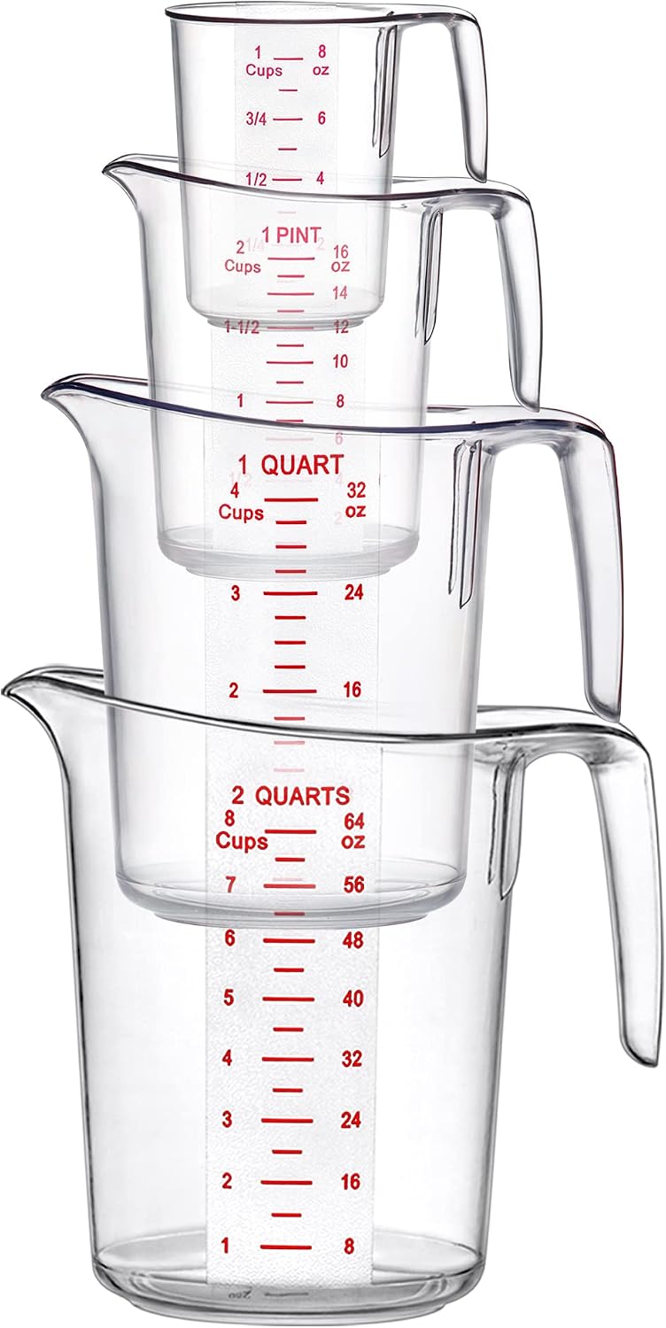 Amazing Abby - Melissa - Plastic Measuring Cups, Food-Grade Measuring Jugs, 1/2/4/8-Cup Capacity, Unbreakable, Stackable, Dishwasher-Safe, Great for Oil, Vinegar, Flour, and More