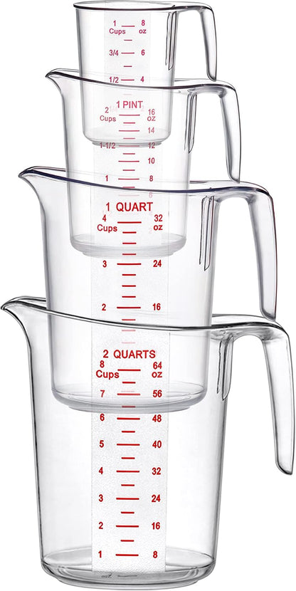 Amazing Abby - Melissa - Plastic Measuring Cups, Food-Grade Measuring Jugs, 1/2/4/8-Cup Capacity, Unbreakable, Stackable, Dishwasher-Safe, Great for Oil, Vinegar, Flour, and More