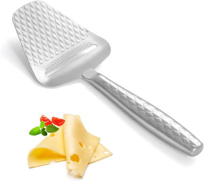 Stainless Steel Cheese Slicer – Effortless Slicing for All Cheeses – Premium Handheld Cheese Cutter – Cheese Plane for Block Cheese – Quilted Pattern Reduces Resistance, Non-Stick & Ergonomic Grip
