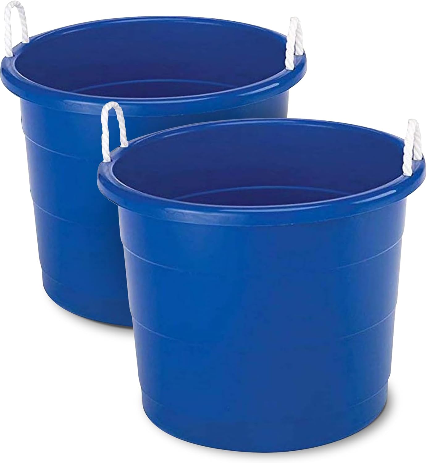 HOMZ 2-Pack Utility Tub, Large Plastic Storage Bucket with Rope Handles, 17 Gallon, Black - Portable Indoor and Outdoor Buckets for Kitchen, Laundry, Garden, Bathroom, and Garage Organization