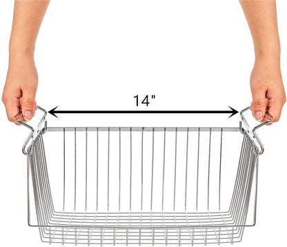 SANNO 14" Stacking Baskets Bin Wire Storage Baskets Organization Farmhouse Scoop Baksket for Pantry, Kitchen, Closets, Bathroom, Cabinets, Kitchen, Narrow, Set of 3