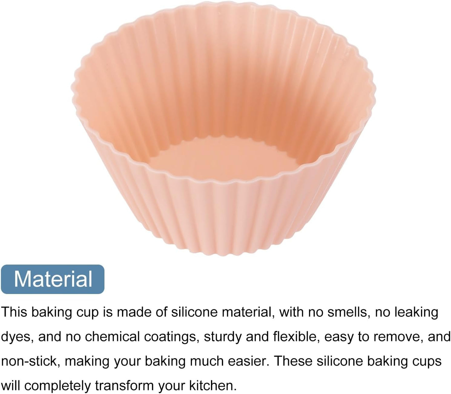 uxcell 18Pcs Silicone Cupcake Liners, Non-Stick Baking Cups, for Cooking Eggs, Baking Muffins and Make a Cake(Pink)