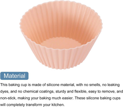 uxcell 18Pcs Silicone Cupcake Liners, Non-Stick Baking Cups, for Cooking Eggs, Baking Muffins and Make a Cake(Pink)