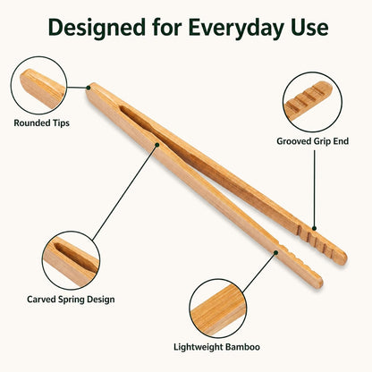 I-MART Bamboo Toaster Tongs 7 Inch Set of 2, Wooden Toast Tongs for Small Kitchen Use, Bagels, English Muffins, Waffles, Tea Bags, Pickles and Charcuterie Serving