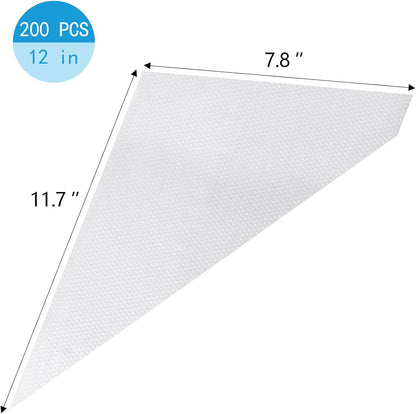Piping Bags 12 & 16 Inch, 200 PCS Tipless Piping Bags Disposable Pastry Bags Thick Icing Bags for Decorating Cake Cookies
