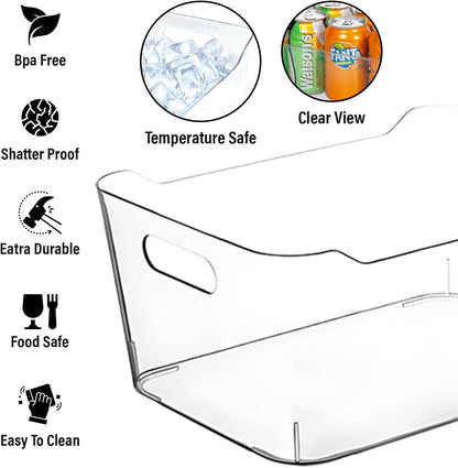 ShelfShaper Plastic Clear Storage Bins with Labels, Home Freezer Refrigerator Pantry Organizers and Storage Containers Fridge Organizer Bins Kitchen Organization Cabinet Medicine Bin for organizing